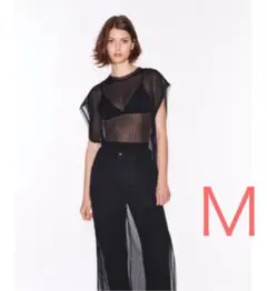 ZARA シフォンチュニック ワンピース ブラック