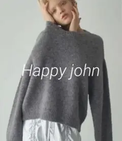 【新品未使用】Happy John ウールブレンド　Vネックニット　グレー