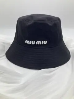 ロゴ刺繡 バケットハット ブラックt