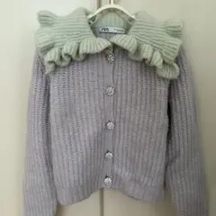 ZARA ビジューボタンニットカーディガン
