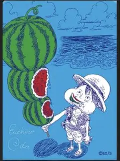 ワンピース 夏コミ ルフィ スイカ イラストカード メタキラカード