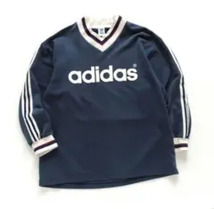 アディダス デサント製 Vネック スウェット ネイビー【Ｌ】