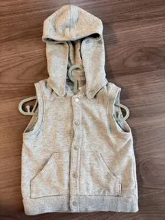 グレー フード付きベスト