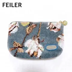 【美品】FEILER フェイラー　ローザソアーヴェ　ポーチ　グレー