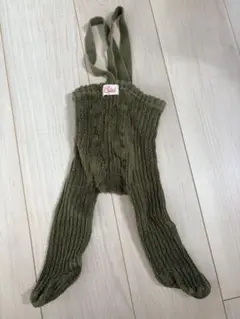 オリーブグリーン サスペンダー付きベビータイツ