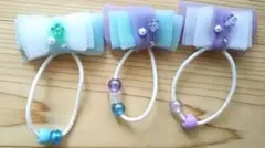 ヘアゴム 女の子 ゆめ色 チュール リボン ３個セット