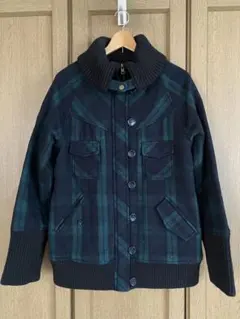 AS KNOW AS de base ネイビー・グリーンのチェック柄コート