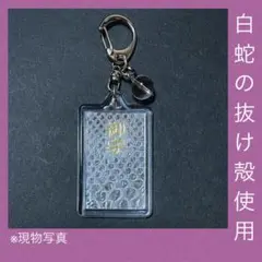 【開運キーホルダー】白蛇抜け殻使用 キーホルダー 金運 開運 縁起物 一点物