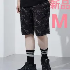 新品 Anchor Smith サマースウェット 総柄 イージーハーフパンツ 黒