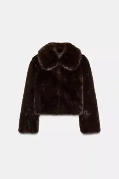 ZARA ザラ　ファーコート　ブラウン　Sフェイクファー　ラペル　ジャケット