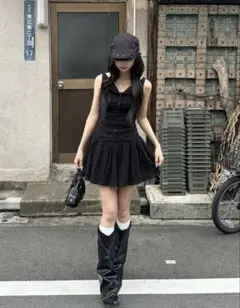 ノースリーブミニワンピース ブラック