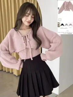 GRL クロップド丈カーディガン×キャミソールニット