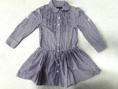 新品未使用ラルフローレン フリルチェック柄ワンピース パープル紫100cm3T