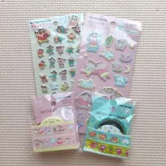 クレヨンしんちゃん　マスキングテープ　ふわふわシール　4点セット