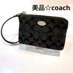 COACH 未使用品☆リストレット ポーチ カードケース小物入れ シグネチャー黒