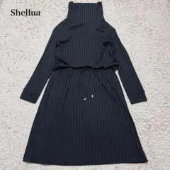 タートルネックリブニットワンピース(M)ストレッチ　シンプル　大人カジュアル