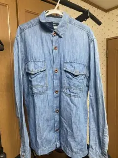 ★ディーゼル★ DIESEL メンズ 長袖デニムシャツ 綿麻混 メタルボタン