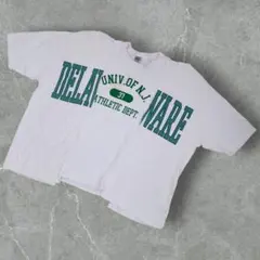 ​【一点物】カレッジロゴ 再構築 ドッキング リメイク Tシャツ 白 緑