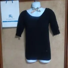 バーバリーブルーレーベル　綿トップス ミニワンピ　ネックリボン付き　38