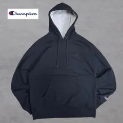 チャンピオン　Champion 無地　ブラック　刺繍ロゴ　パーカー　M 黒