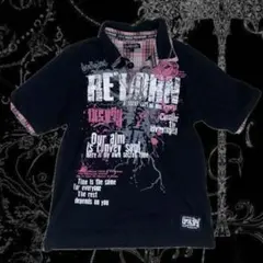 Y2K お兄系　平成　英字プリント　チェック　Tシャツ　グランジパンク　ゎ　襟のサムネイル
