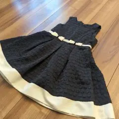 KUMIKYOKU ネイビー ドット柄 ワンピース 120　セレモニー　入学式