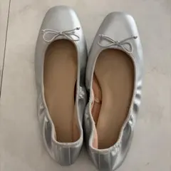 GU シルバー リボン付き　バレエシューズ Mサイズ　発表会
