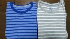 ★ストライプ柄長袖カットソー（グレー・青）★