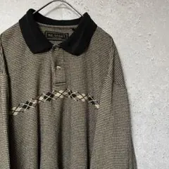 一点物 リメイクシャツ ギンガムチェック × ポロシャツ 切替 オーバーサイズ 一点物】リメイクシャツ ギンガムチェック × ポロシャツ 切替 オーバー