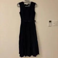 【美品】REDYAZEL プリーツワンピース ネイビー ベルト付き