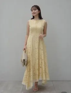 ANAYI リーフチュールレースフレアワンピース 34 - メルカリ