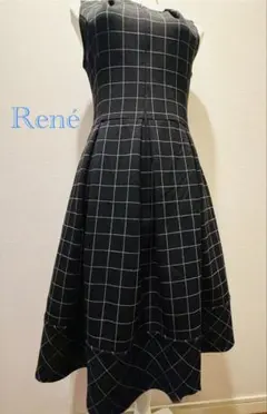 René ダークグレー チェック フロントジップワンピース 36のサムネイル