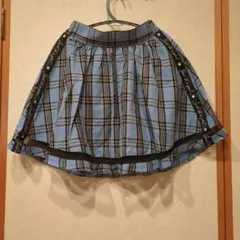 青と黒のチェック柄フレアスカート 150センチ
