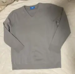 【数回使用のみ】WWS 洗えるストレッチニット・Vネック ライトグレー Lサイズ