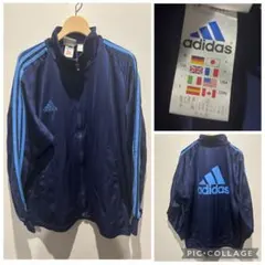 90s adidas 万国旗タグ　トラックジャケット　ネイビー