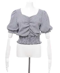 ギンガムチェック ギャザーブラウス