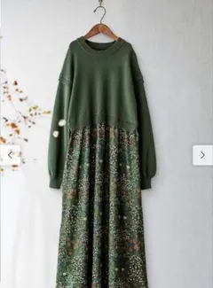 極美品【MORRIS GALLERY】切替ワンピース 大人モリスの世界 総柄 L