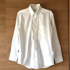 美品ユニクロ/UNIQLOスーパーノンアイロン スリムフィット ホワイトシャツL