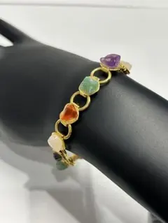 ブレスレット カラフルストーン ゴールドカラー ヴィンテージアクセサリー