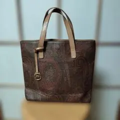 美品 エトロ ペイズリー柄ブラウンレザートートバッグのサムネイル