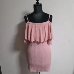 SNIDEL　ピンク リブニット キャミワンピース