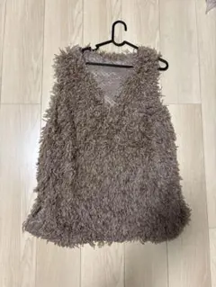 Lutique フリンジ ベスト ベージュ M