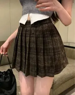 SHEIN DAZY チェック柄プリー ツAラインスカート レディース