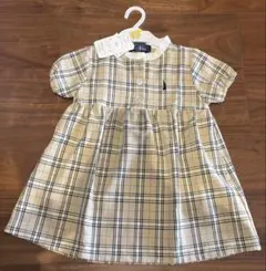 【100】EAST BOY半袖 ワンピース ベージュチェック