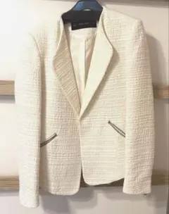 ZARA BASIC ノーカラージャケット XS アイボリー