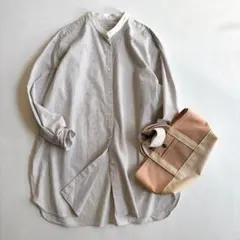 IENA イエナ バンドカラー 長袖シャツ ブラウス グレー 隠しボタン M 