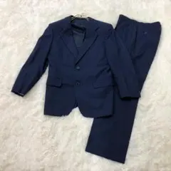 良品✨ スーツ セットアップ ネイビー ストライプ 背抜き 通勤 大きめ