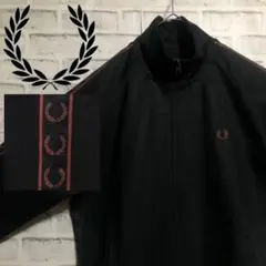 美品L⭐️Fred Perry トラックジャケット 刺繍/月桂樹テープ 黒ブラウン