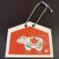 和紙 貼り絵 絵馬 牛 梅紋 和紙 ちぎり絵 飾り 丑 縁起物 干支