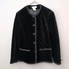 bm design PARIS ベロアキルティングノーカラージャケット 黒 М